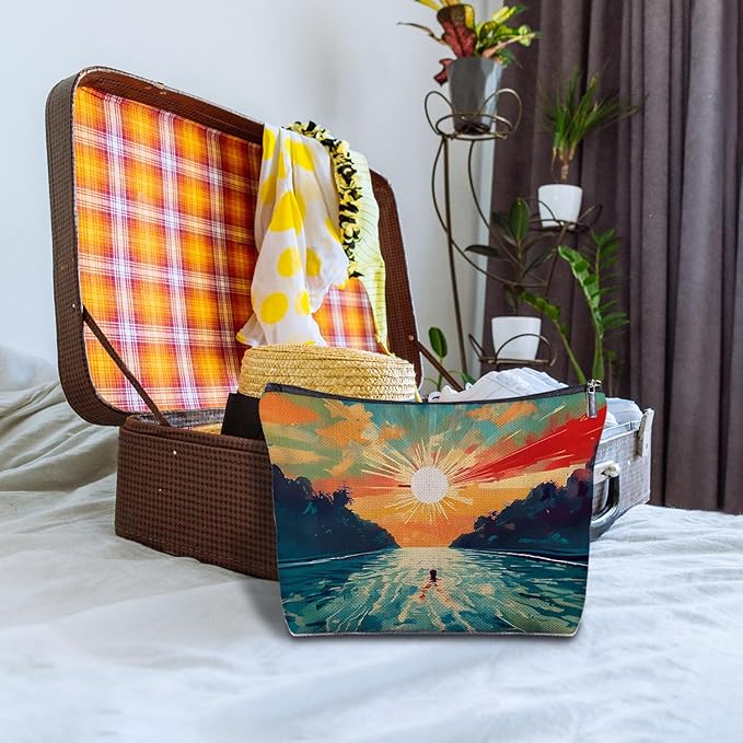 Hopeful Sunshine Makeup Bag - Sunshine Cosmetic Bag for Women, Summer Sunshine Lover Gift, Inspirational Women's Zippered Bag