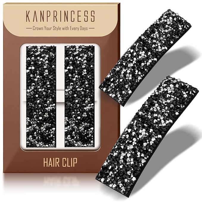 Rhinestone and Crystal Hair Clips 2-Pack, Sparkly Barrettes & Elegant Bling Accessories for Women & Girls(Set15)