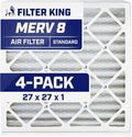 Filter King 27x27x1 Air Filter | 4-PACK | MERV 8 HVAC Pleated A/C Furnace by FilterKing