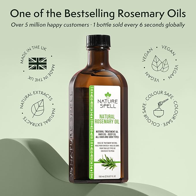 Nature Spell Rosemary Oil For Hair Growth, Pre-Diluted Hair & Scalp Oil Nourishes Dry, Damaged Hair, For Women & Men, 5.07 Fl Oz