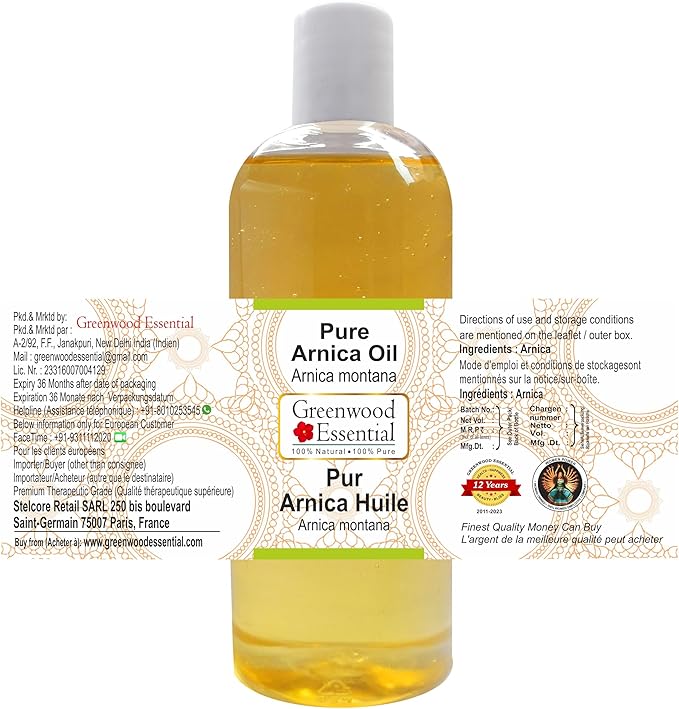 Greenwood Essential Pure Arnica Oil (Arnica Montana) 100% Natural Therapeutic Grade 200ml (6.76 oz)