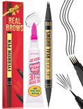 Vevivia Eyebrow Pen - Eyebrow Gel Clear, Dual-Ended Eye Brow Pencils for Women with 4-Fork-Tip and Precise Brush-Tip for Natural Hair-Like Strokes, Last All Day Eyebrow Pencil, Black