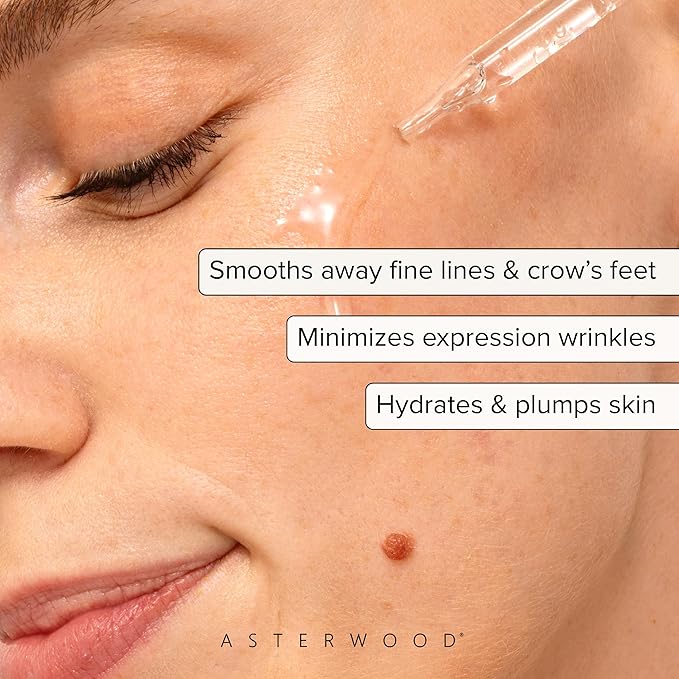 Asterwood Argireline Serum with Hyaluronic Acid - Peptide Serum for Face - Wrinkle Reducing, Anti-Aging, Nourishing - Fragrance-Free - 2 Fl Oz