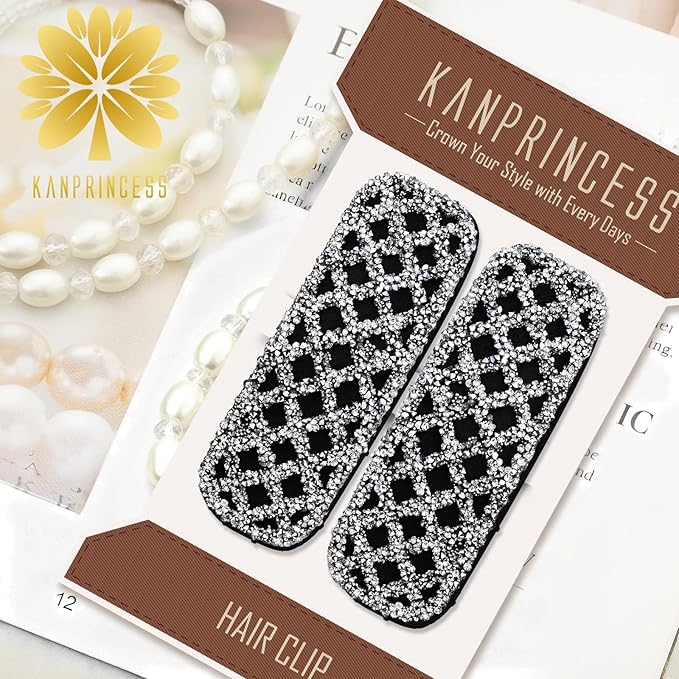 Rhinestone and Crystal Hair Clips 2-Pack, Sparkly Barrettes & Elegant Bling Accessories for Women & Girls(Set20)