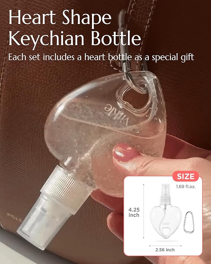 Apricot Collagen Gel Serum Mist Korean Face Moisturizer Spray - 8 Layer Hyaluronic Acid and Bakuchiol - Heart Shape Clear Keychain Refillable Travel Portable Bottle, 6.76 fl.oz