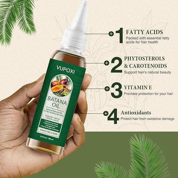 5-in-1 Batana Oil for Hair Growth | Liquid Blend with Rosemary, Amla, Castor, Jojoba Seed - 180mL (6.3 fl.oz)