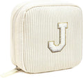 LETGO Birthday Gifts for Women Small Personalized Initial Monogram Makeup Bag,Preppy Corduroy Makeup Bags Travel Toiletry Bag Cute Pouch Purse for Her Mom Girlfriend Wife Sister Teacher Bridesmaid