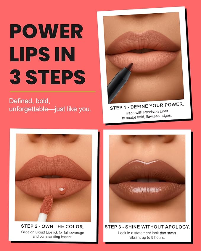 Lip Kit Duo – 90s Bombshell - TikTok-Viral Precision Liner & Glossy Liquid Lipstick, Clean 2-Step Set with Hydrating Long-Wear Color – Bold Inclusive Beauty for Everyday Konfidence
