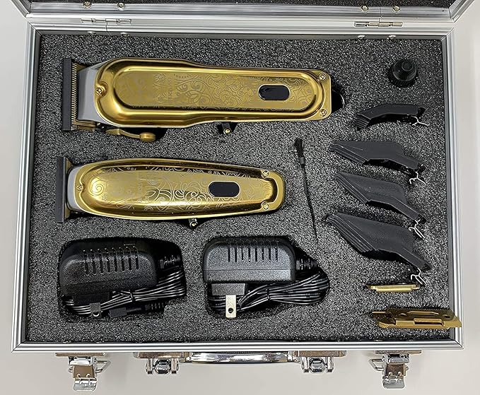 PRO Cordless Hair Clipper + Hair Trimmer for Mens and Barbers +Shaver with Sharp Blades, Cord/Cordless Electric Razor for Mens Gold