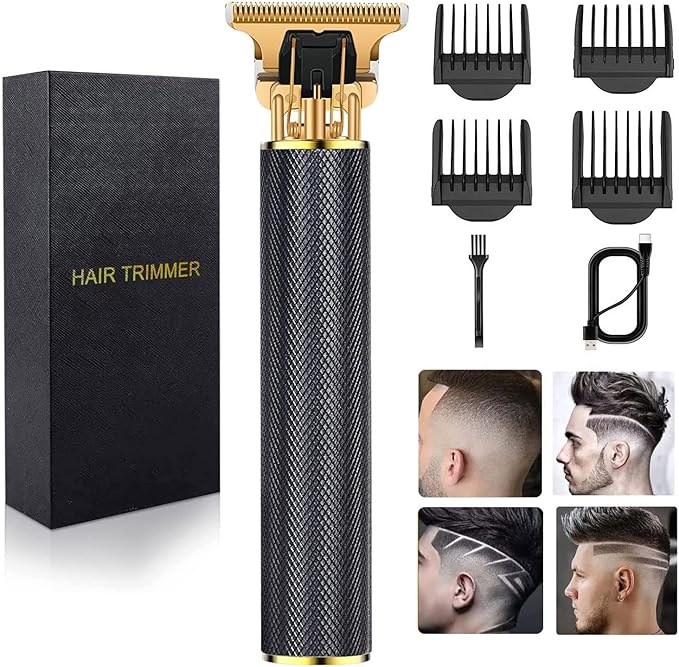 Hair Clippers for Mens Zero Gapped Cordless Hair Trimmer T-Blade Trimmer Professional Haircut & Grooming Kit Rechargeable Edgers Clippers Hair Trimmer Shaver Cutting Kit (Black)