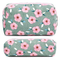 SOIDRAM Floral Cosmetic Bag - Large Capacity Makeup Pouch with Makeup Brushes Storage, Travel Toiletry Bag Organizer