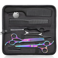 JASON Professional 10-Piece Haircut Scissors Kit - Texturizing Scissors with 30 Teeth, Straight Shears for Barber, Hairdresser, Men, Women, Stylist (6.7", Rainbow)