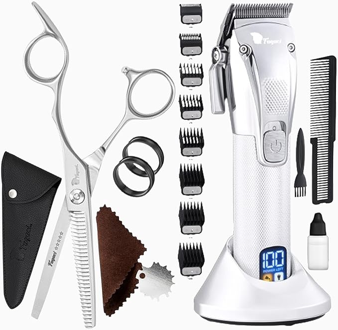 Fagaci Professional Thinning Shears & Hair Clippers for Barbers with Precise Cutting, Turbo Cordless Hair Clippers for Men Professional, Thinning Scissors, Hair Shears, Barber Scissors
