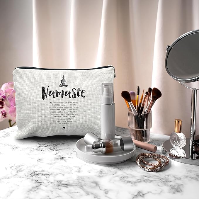 Nogrit Yoga Gifts: Namaste Mindfulness Zen Makeup Bag for Women, Yoga Lovers