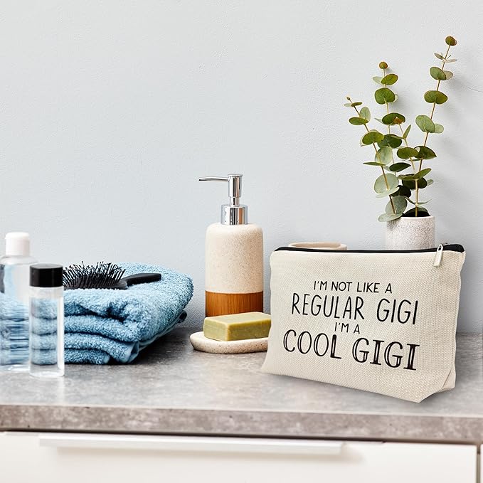 huester Gigi Gifts Makeup Bag, Gigi Gifts for Grandma Make Up Bag, Mothers Day Gifts for Gigi, Grandma Gifts, I’m Cool Gigi Cosmetic Bag Travel Makeup Make Up Pouch Gifts for Gigi Grandma Purse