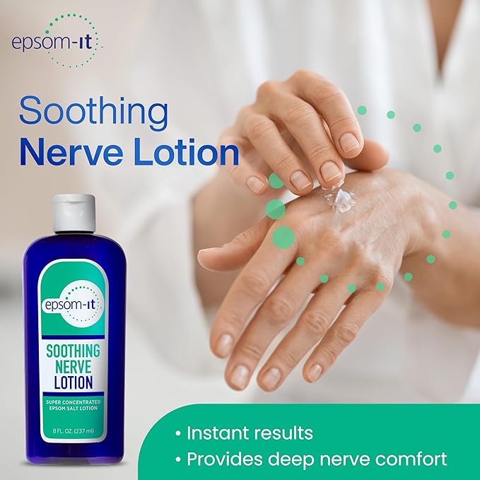 Epsom-It Soothing Nerve Lotion - Epsom Salt Magnesium Lotion, Topical Magnesium Cream with Capsaicin & Arnica to Provide Comfort for Legs, Knee and Feet, 8.0 oz.