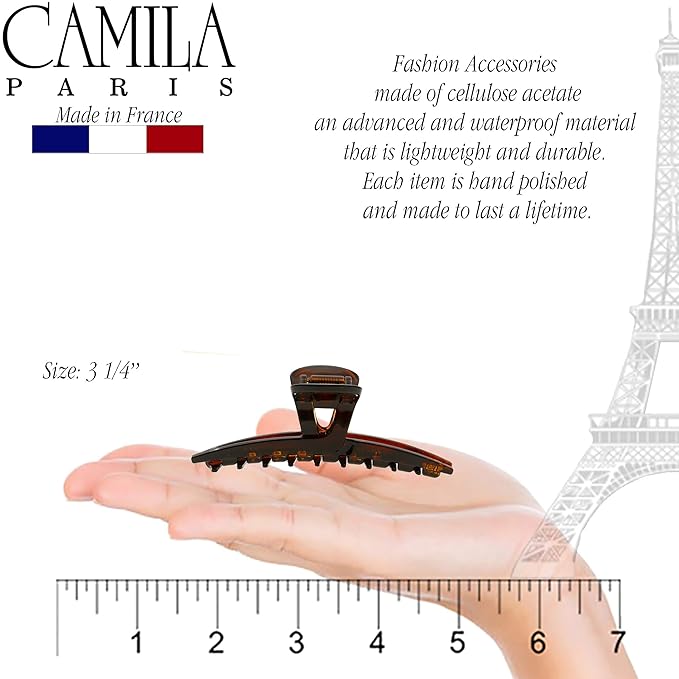 Camila Paris CP2623 French Hair Clip for Women, Narrow, Strong Hold Grip Double Teeth Girls Hair Claw Clips Jaw, Fashion Durable Styling Hair Accessories for Women, Made in France