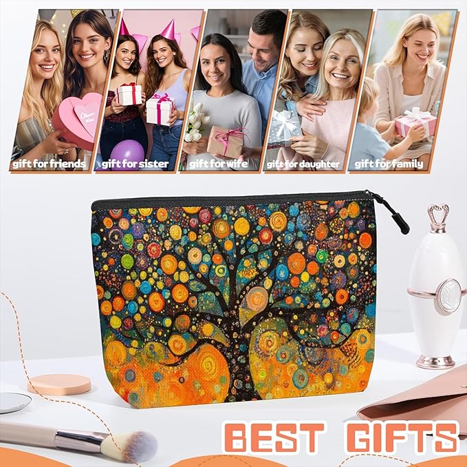 Cosmetic Bags Travel Makeup Toilet Case Waterproof Pouch for Women Girls 6.7X9.45inches - Whimsical Chromatic Arbor