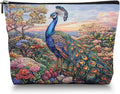 Makeup Bag Travel Cosmetic Bags Small Makeup Case Waterproof Zipper Pouch for Women Girls 7X9inches - Peacock in A Dusk - Filled Floral Landscape