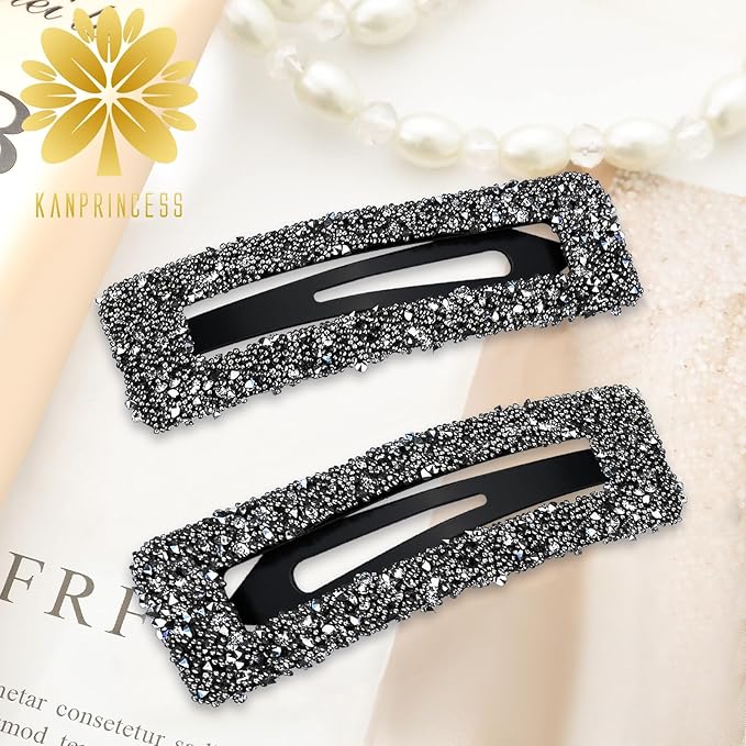 Rhinestone and Crystal Hair Clips 2-Pack, Sparkly Barrettes & Elegant Bling Accessories for Women & Girls(Set10)