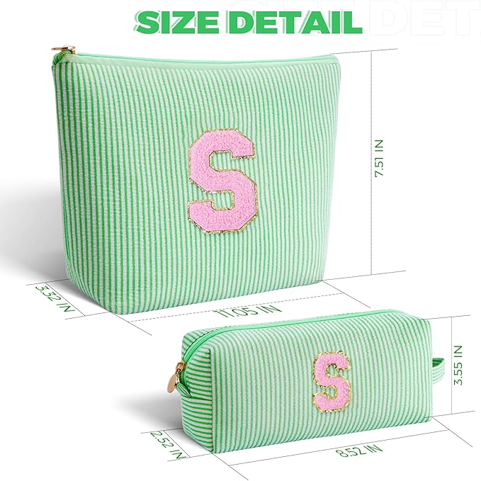 Gifts for Girls Teens Kids - Birthday Gift for Daughter Sister Her,Travel Essentials,Teen Girl Essentials,Cute Trendy Stuff Makeup Bag Set Cosmetic Bag - Green,S