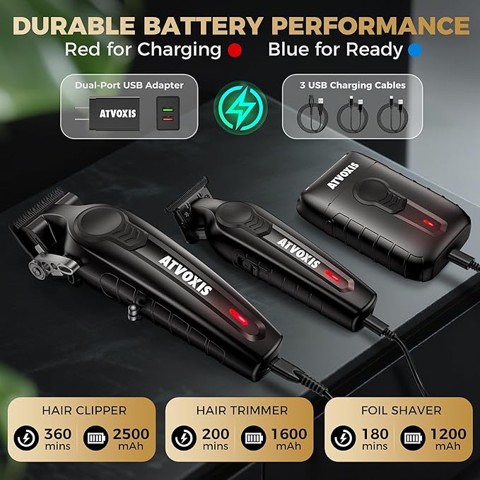 Hair Clippers for Men Professional, Barber Clippers and Trimmers Set, Cordless Hair Clippers, Hair Cutting Kit, Barber Kit, Haircut Kit, Maquina para Cortar Pelo De Hombre