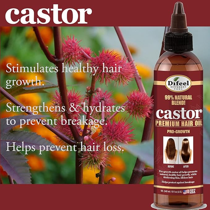 Difeel Pro-Growth Hair Care Set with Castor Oil - 3-PC Style: Shampoo & Conditioner 12oz EACH, & Hair Oil 8oz