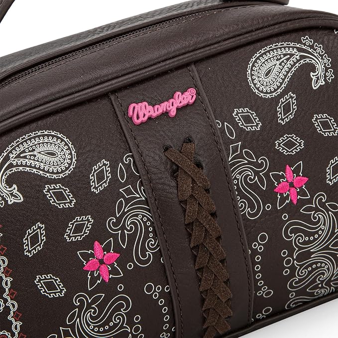 Montana West Wrangler Makeup Bag for Women Small Cosmetic Toiletry Bags Western Paisley Make Up Pouch Durable Cute Travel Purse, Coffee