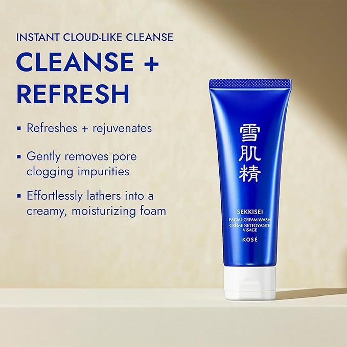 SEKKISEI Facial Cream Wash, Foaming Face Cleanser, 4.5 Ounce