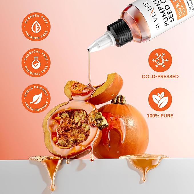 Svvimer Pumpkin Seed Oil for Hair Growth - 100% Pure Raw Organic Natural Cold Pressed - for Dry Damaged Hair and Volume Women and Men 4 Fl Oz (Pack Of 1)