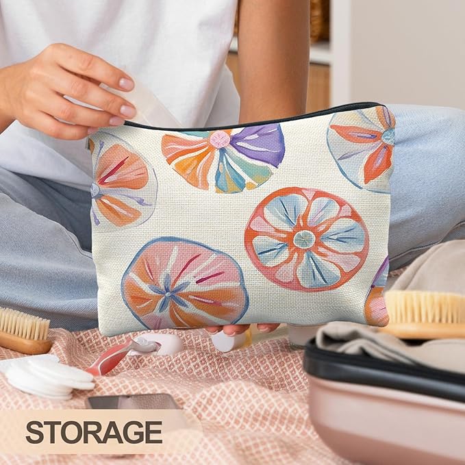 Summer Fruit Slice Aesthetic Makeup Bag, Fruit Lover Gifts Cosmetic Bags for Women, Trendy Preppy Orange Citrus Zipper Makeup Pouch