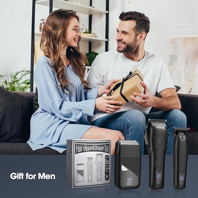 Professional Hair Clippers for Men, Barber Clippers and Trimmers Set, Foil Shavers for Men, 3 in 1 Cordless Hair Clippers Set Hair Cutting Kit Barber kit with LED Display