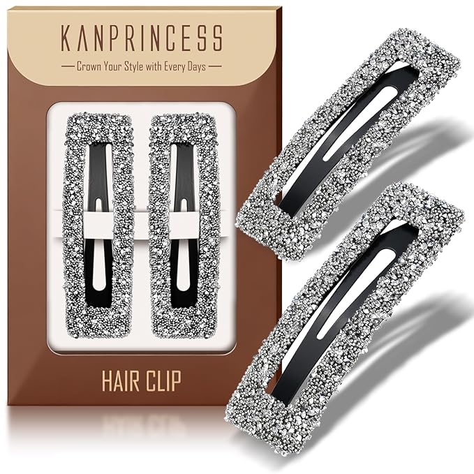 Rhinestone and Crystal Hair Clips 2-Pack, Sparkly Barrettes & Elegant Bling Accessories for Women & Girls(Set9)