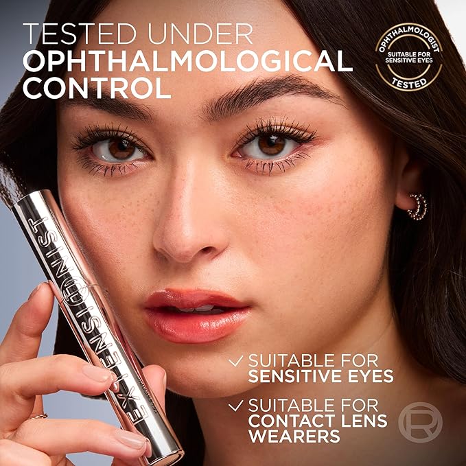 L'Oreal Paris Extensionist Waterproof Mascara, Lengthening, Volumizing, and Curling Formula For a Lash Extension Eye Makeup Look, Waterproof Black