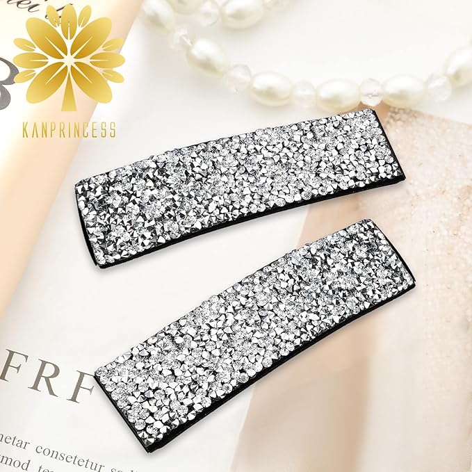 Rhinestone and Crystal Hair Clips 2-Pack, Sparkly Barrettes & Elegant Bling Accessories for Women & Girls(Set14)