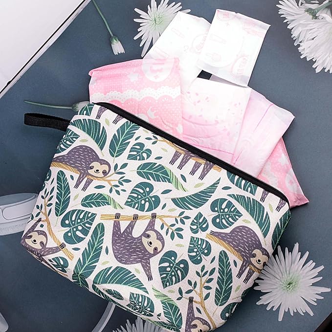 Cute Animal Lovers Gifts Tropical Sloth Cosmetic Bag Makeup Pouch with Zipper (sloth)