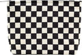 PAZIMIIK Makeup Bag Large Zipper Corduroy Make Up Pouch for Purse Travel Canvas Cosmetic Organizer for Women Brush Storage,Checkered Black