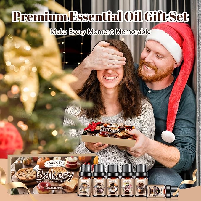 Bakery Essential Oils Set，Premium Fragrance Oil for Diffusers, Scented Oils for Soap & Candle Making, Pumpkin Pie, Apple Pie, S'Mores, Red Velvet Cake, Strawberry Shortcake,Glazed Donut