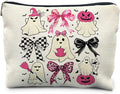 Coquette Bow Ghost Cosmetic Bags: Cute Halloween Gifts for Women, Horror & Spooky Makeup Bags