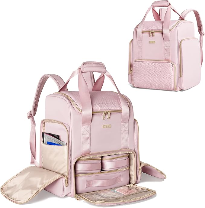 Large Makeup Backpack with 3 Clear Makeup Bags, Double Layers Professional Makeup Travel Case with Brushes Storage Section for Makeup Artists