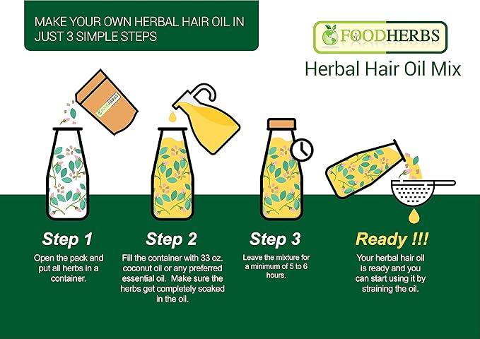 Foodherbs Herbal Hair Oil Mix | Herbs For Hair Growth | 18 Vital Herbs For Long, Thick, And Lustrous Hair | Hair Care Product For Women And Men | DIY Oil Infusion (Pack of 2)