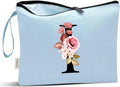 Vavabox A-Z Personalized Makeup Bag, Birthday Gifts for Women Mom, Gifts for Best Friend, Bride Bridesmaid Cosmetic bag (I, Blue)