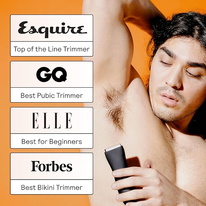 MERIDIAN The Trimmer Original - Body Hair Trimmer for Men, Electric Shaver for Pubic Hair, Chest, Legs & Bikini, Waterproof & Rechargeable, Onyx