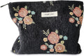 STARDW Aesthetic Floral Makeup Bag Cute Small Cosmetic Bags for Women Girls, Travel Toiletry Bag Large Capacity Zipper Makeup Pouch, Purse Organizer Pouches (Vintage Flowers)