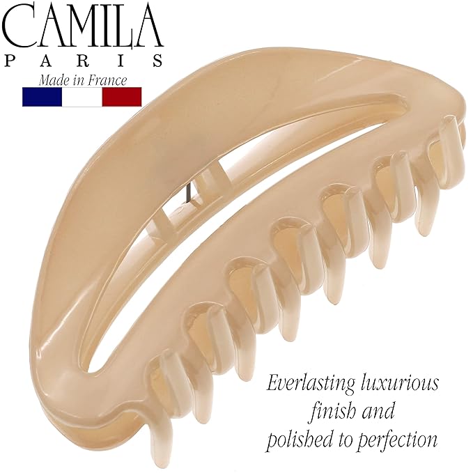 Camila Paris CP3122 French Hair Clip for Women, Beige, Girls Hair Claw Clip Jaw Fashion Durable and Styling Hair Accessories for Women, Luxury Ladies Strong Hold No Slip Grip Clamp, Made in France