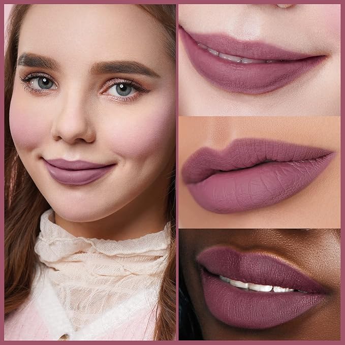Oulac Matte Liquid Pink Nude Lipstick for Women 3PCS, Pink Nude Lip Stain Long Lasting Waterproof, No Transfer, Creamy High Pigmented Formula, Vegan & Cruelty-Free. M12+M13+M19