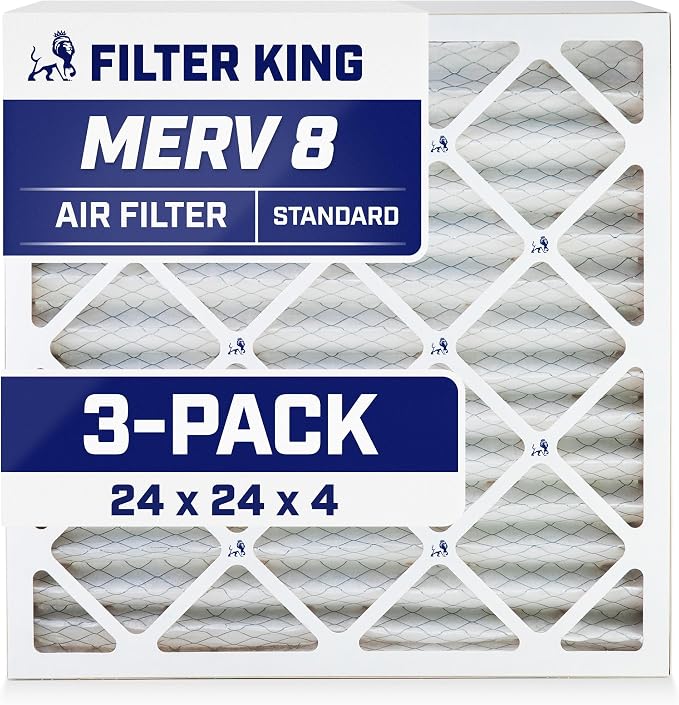 Filter King 24x24x4 Air Filter | 3-PACK | MERV 8 HVAC Pleated A/C Furnace by FilterKing