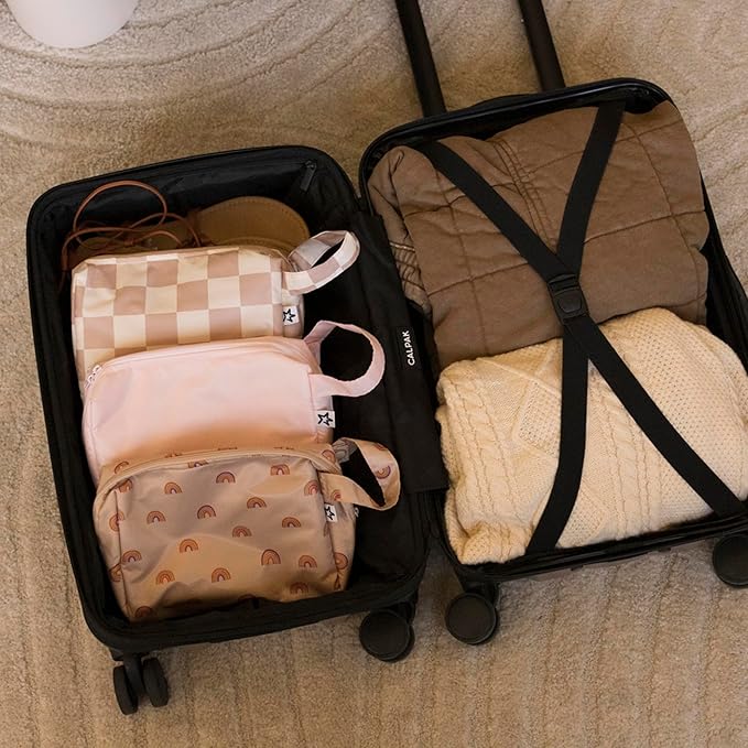 Tiny Twinkle Waterproof Travel Toiletry & Makeup Bag Organizer | Large Capacity Cosmetic Case with Compartments & Handle, A Thoughtful Travel Companion for Women（(Boho Rainbow)