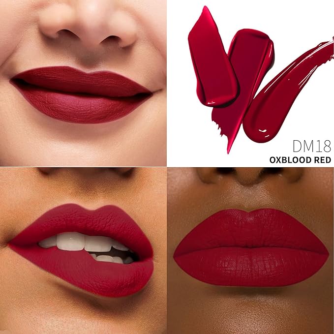 Dark Red Lipstick Matte for Women Superstay Long Lasting Lipstick Smudgeproof Dark Liquid Lipsticks Cruelty Free Lip Makeup (DM18 Oxblood Red)