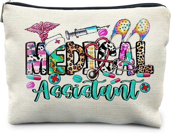 Medical Assistant Makeup Bag - Trendy Western Nurse Gifts, RN Cosmetic Bags Toiletry Bag for Women